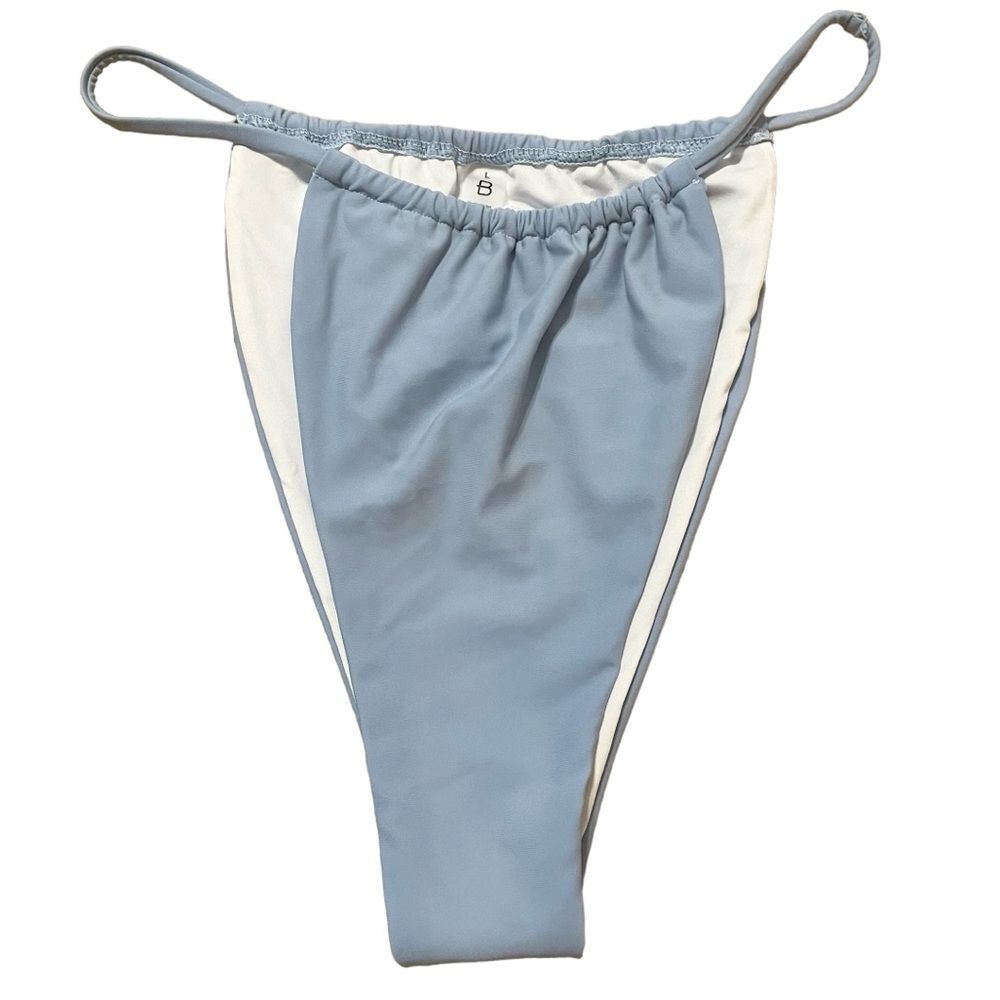 NEW Blooming Jelly Blue Cheeky High Cut High Leg String Bikini Bottom Large NWOT